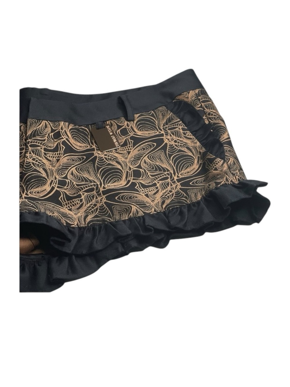 new Thomas Wylde ๐ฃ Luxe Naughty Ruffled Shorts ๐ฃ Black + Rose Gold Print ๐ฃ 4 ๐ฃ - Picture 3 of 16